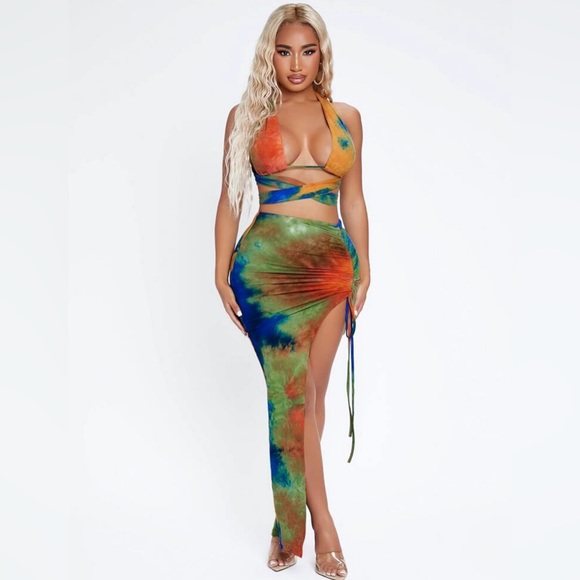SHEIN SXY Tie Dye Skirt Set Sz M - Picture 1 of 2